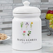 Personalized Cookie Jar - Birth Month Flowers - 40626