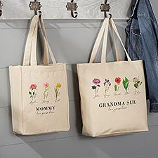 Personalized Canvas Tote Bags - Birth Month Flower - 40628