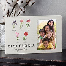 Personalized Whitewashed Off-Set Box Picture Frame - Birth Month Flower - 40632