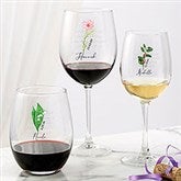 Personalized Wine Glasses - Birth Month Flower - 40660