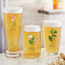 Birth Month Flower Personalized Beer Glasses  - 40661