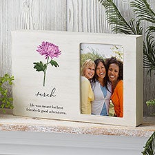 Birth Month Single Flower Personalized Whitewashed Off-Set Box Picture Frame  - 40668