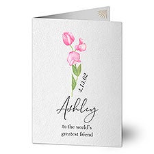 Birth Month Single Flower Personalized Greeting Card  - 40670