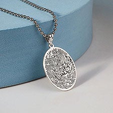 Custom Memorial Oval Fingerprint Pendant  - 40687D