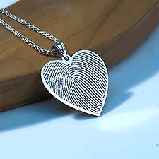 Custom Memorial Heart Fingerprint Pendant  - 40688D