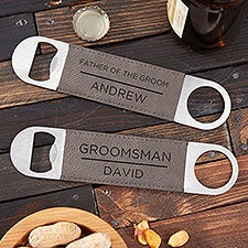 The Groomsman Engraved Leatherette Bottle Opener  - 40749