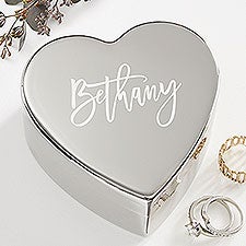 Personalized Silver Heart Keepsake - Scripty Name  - 40768