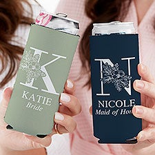 Floral Bridesmaid Personalized Slim Can Cooler  - 40810