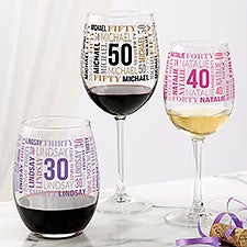 Repeating Birthday Personalized Wine Glass Collection - 40818
