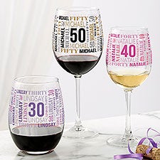 Repeating Birthday Personalized Wine Glass Collection  - 40818