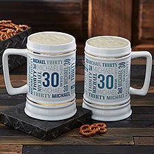 Repeating Birthday Personalized Beer Stein  - 40819