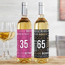 Repeating Birthday Personalized Wine Bottle Labels - 40820