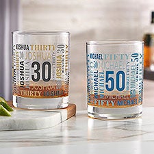 Repeating Birthday Personalized Whiskey Glass - 40826