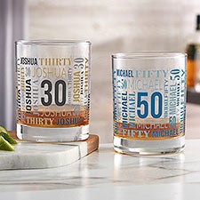 Repeating Birthday Personalized Whiskey Glass  - 40826