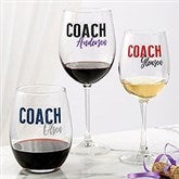 Thanks Coach Personalized Wine Glasses - 40849