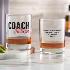 Thanks Coach Personalized 14 oz. Whiskey Glass  - 40850