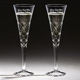 Engraved Reed  Barton Crystal Wedding Champagne Flute Set - 40960