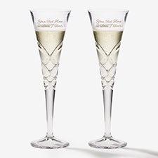 Engraved Reed  Barton Crystal Wedding Champagne Flute Set - 40960
