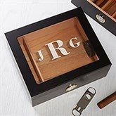Classic Engraved Black Personalized Cigar Humidor 50 Count  - 40969
