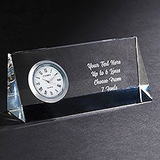 Engraved Message Crystal Desk Clock - 40988