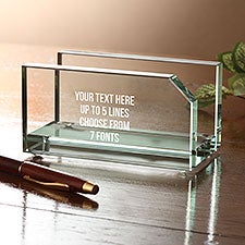 Engraved Message Glass Business Card Holder  - 40994