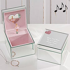 Engraved Message Mirrored Ballerina Musical Jewelry Box  - 41000