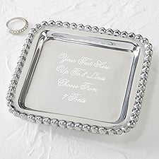 Mariposa® String of Pearls Engraved Message Square Jewelry Tray  - 41008