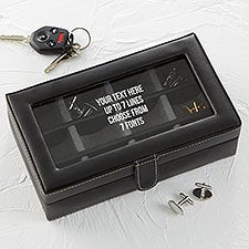 Personalized 12 Slot Leather Accessory Box - Engraved Message - 41010