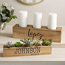 Rustic Name Personalized Wood Candle Holder  - 41036