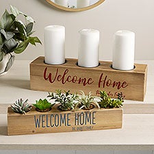 Rustic Home Expressions Personalized Wood Candle Holder  - 41040
