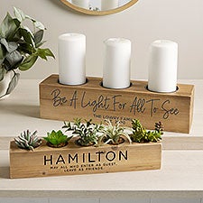 Personalized Wood Candle Holder - Family Name - 41053