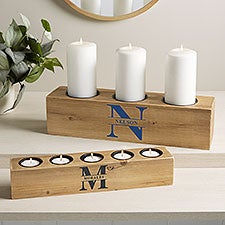 Lavish Last Name Personalized Wood Candle Holder  - 41056