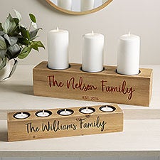 Personalized Wood Candle Holder - Seasonally Script - 41057