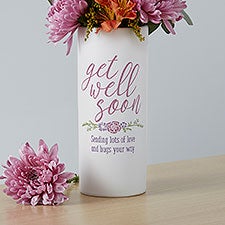 Personalized White Flower Vase - Get Well Soon - 41067