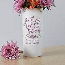 Personalized White Flower Vase - Get Well Soon - 41067