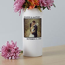 Personalized Wedding White Cylinder Vase - Picture Perfect - 41074