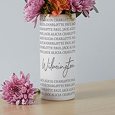 Personalized White Flower Vase - Family Repeating Names - 41083