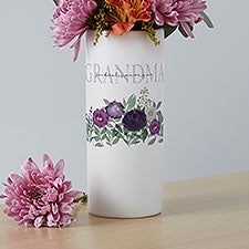 Personalized White Flower Vase - Floral Love For Grandma - 41088