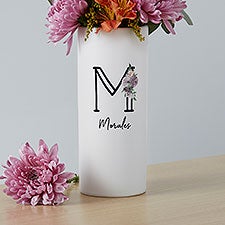 Plum Colorful Floral Personalized White Flower Vase  - 41093