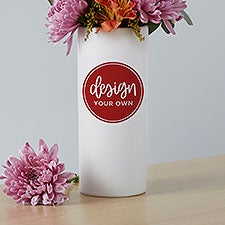 Design Your Own Personalized White Flower Vase  - 41095