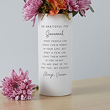 Personalized White Flower Vase - Grateful For You  - 41101