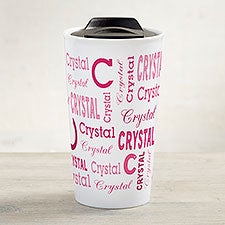Repeating Name Personalized 12 oz. Double-Wall Ceramic Travel Mug  - 41127