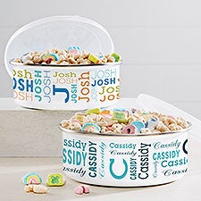 Repeating Name Personalized Enamel Bowl with Lid - 41134