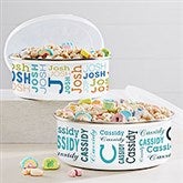 Trendy Repeating Name Personalized Enamel Bowl with Lid - 41134