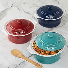 Gather & Gobble Personalized Round Casserole With Lid  - 41169
