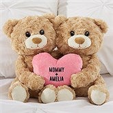 Mommy & Me Personalized Hugging Bear Plush Pink Heart  - 41174