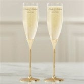 Classic Personalized Gold Wedding Flute Set  - 41181