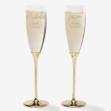 Modern Personalized Gold Wedding Flute Set - 41197