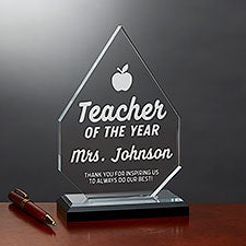 Teacher Of The Year Personalized Acrylic Diamond Award  - 41229