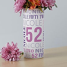 Repeating Birthday Personalized White Flower Vase  - 41232